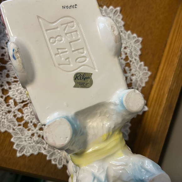 Vintage RELPO #1847 Lamb Alphabet Block Wagon Nursery Flower Planter Japan - Picture 13 of 13